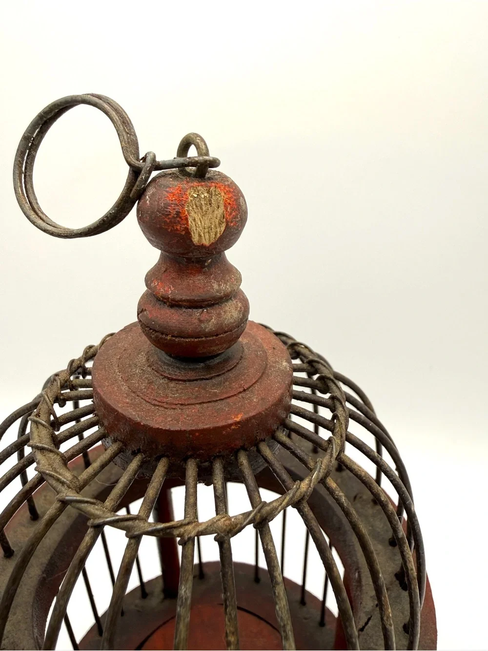 Vintage Mini Birdcage Metal and Wood 7.5